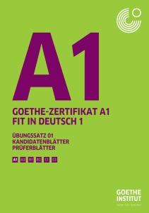 Goethe Zertifikat A1 Übungssatz 01 Übungsbuch