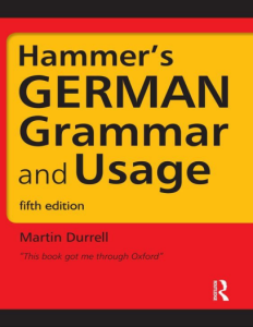Hammer's German Grammar And Usage Book cover