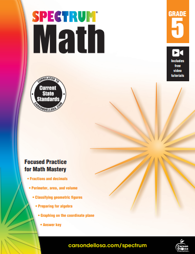 Spectrum Math 5 workbook cover