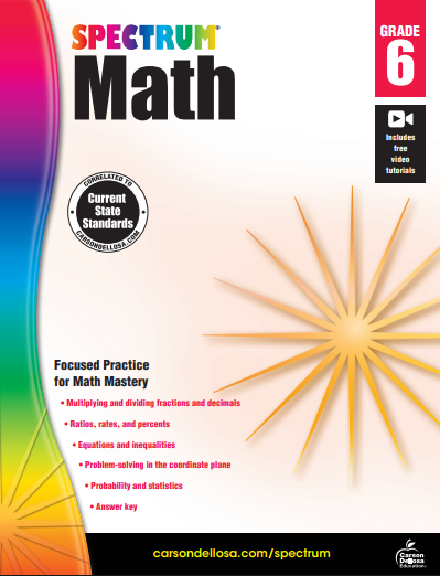 Spectrum Math 6 workbook cover