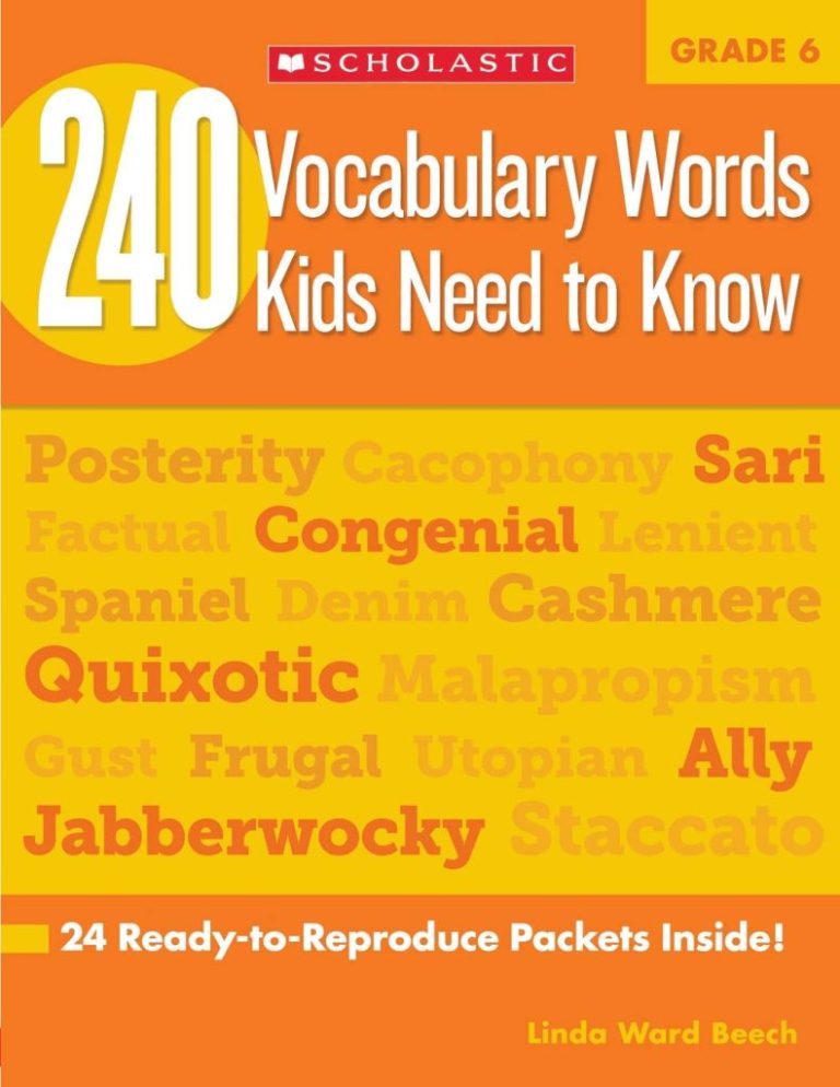240 Vocabulary Words Kids Need to Know Book 6