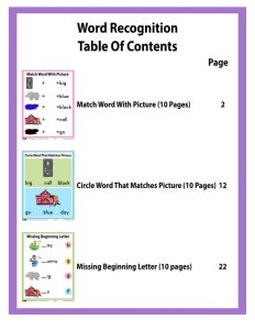 Fun & Free Word Recognition Worksheets – Improve Reading Skills