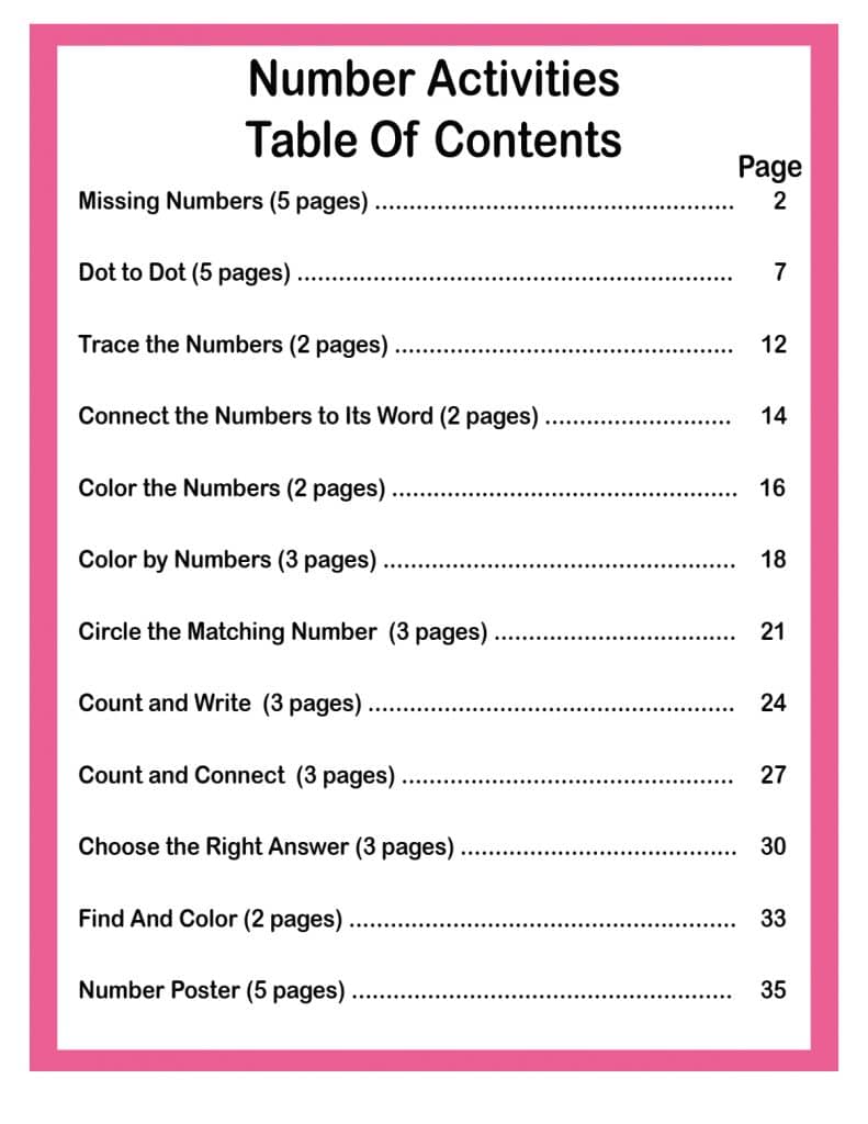 Number Activities