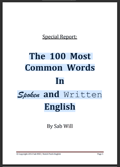 The 100 Most Common Words In Spoken and Written English